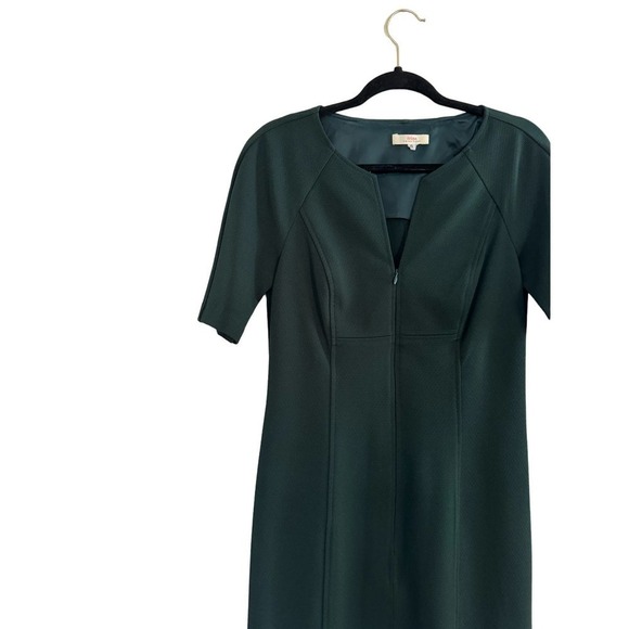 Trina Turk Kane Textured Point Dress Deep Green Size 6 - Picture 4 of 6